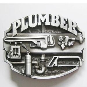 Plumber plumbing wrench tools belt buckle